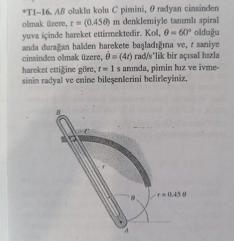 * T 1 - 1 6 . A B oluklu kolu C pimini, radyan
