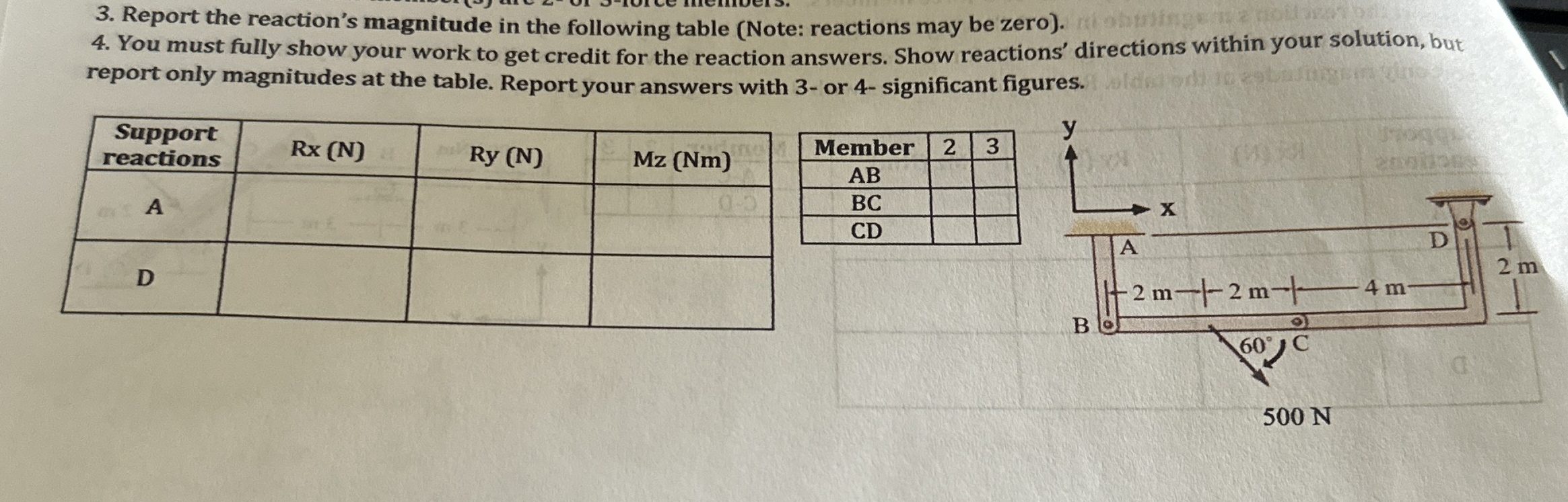 Find Ax , Ay , Dx , Dy . Show all work using