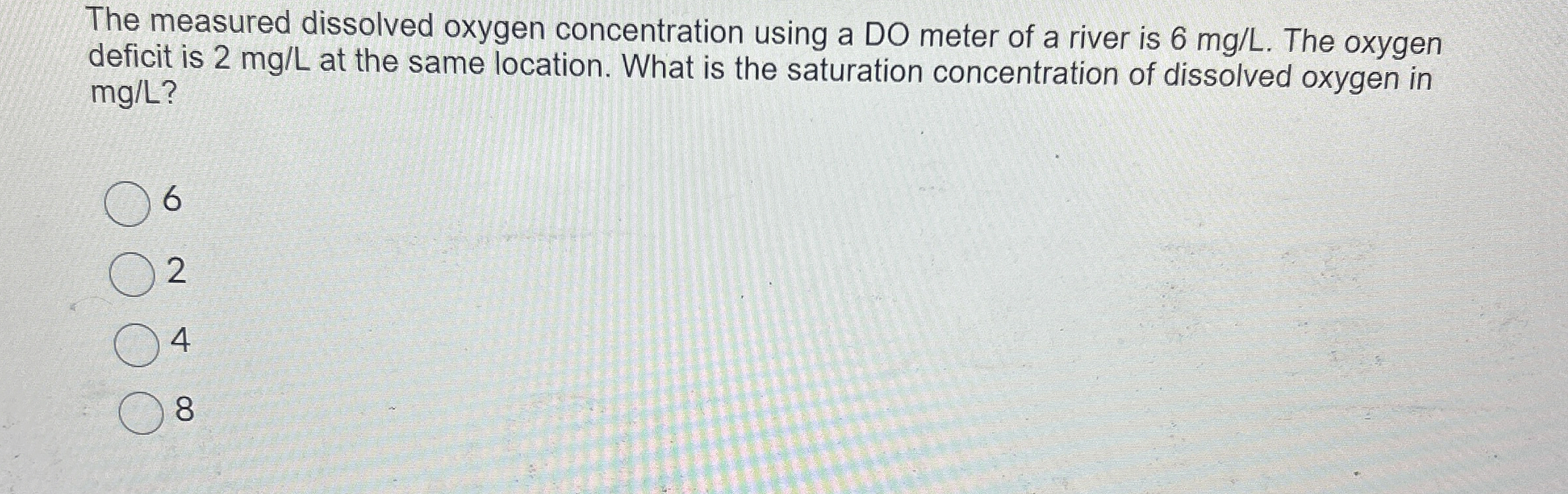 The measured dissolved oxygen concentration using