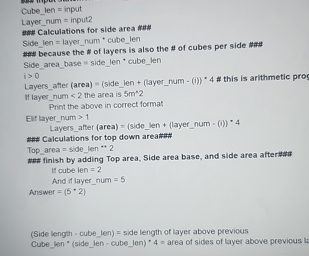 Cube _ len = input Layer _ num = input 2 ( ##