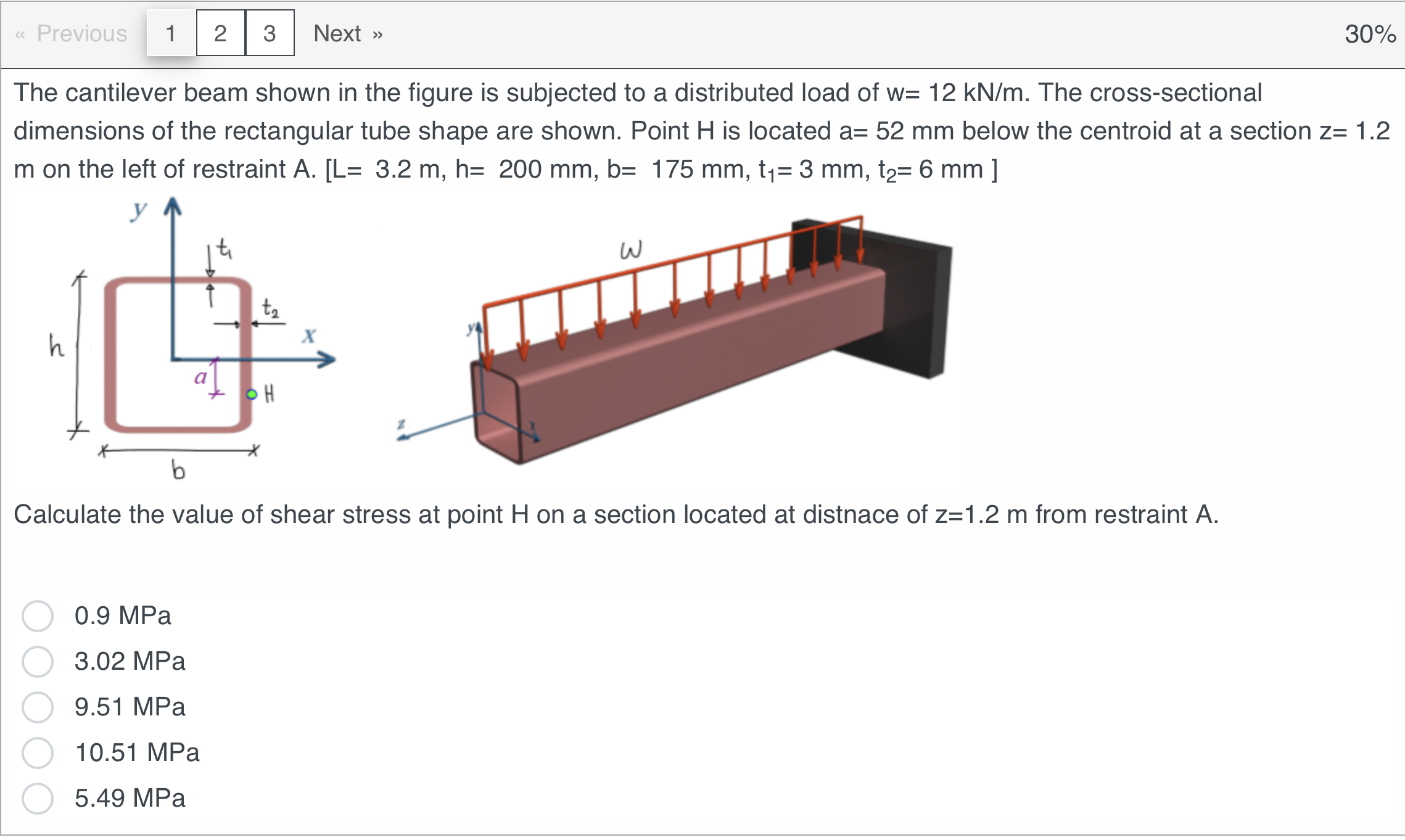 The cantilever beam shown in the figure is