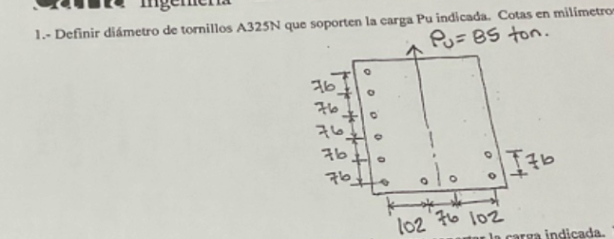 1 . - Definir di metro de tornillos A 3 2 5 N que