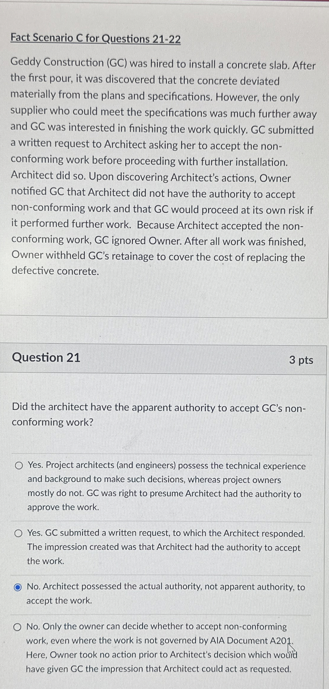Fact Scenario C for Questions 2 1 - 2 2 Geddy