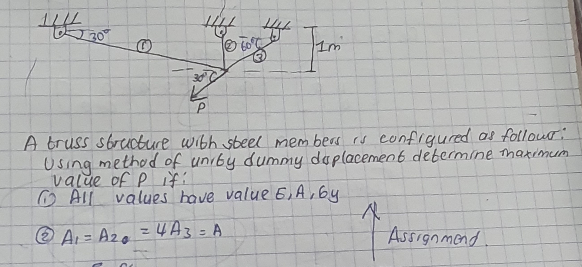 A truss structure with steel members is