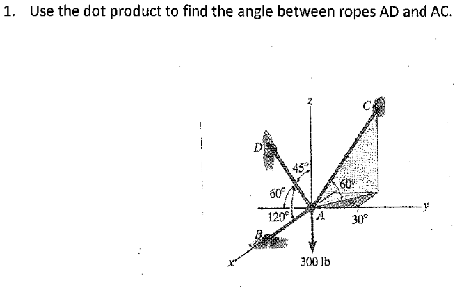 Use the dot product to find the angle between