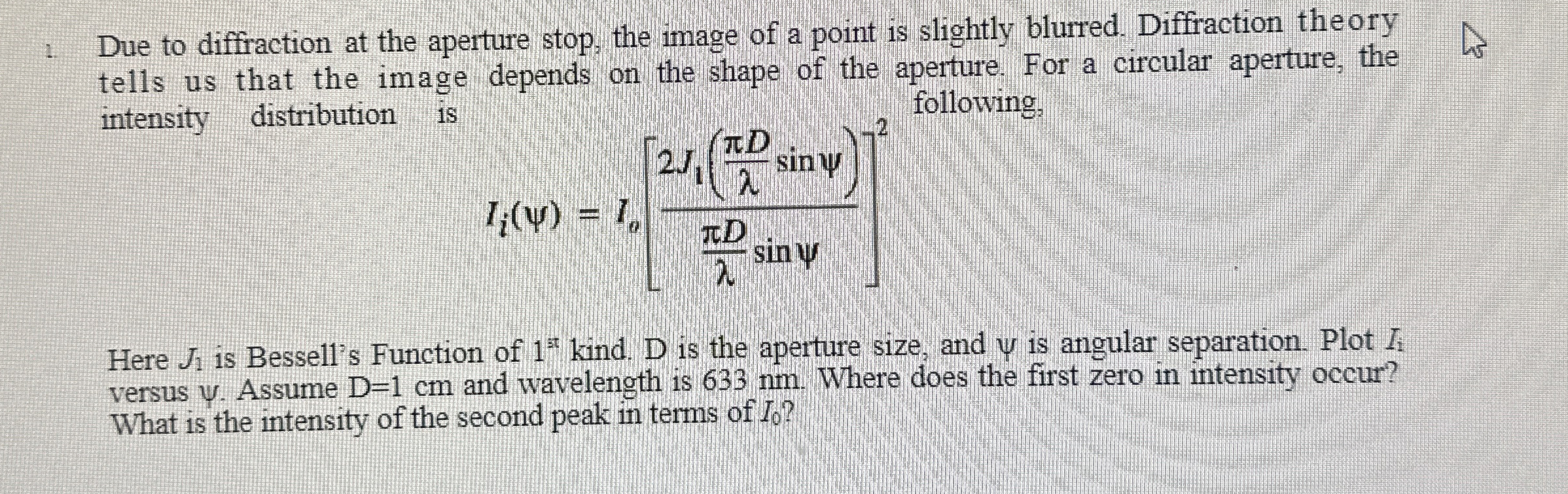 Due to diffraction at the aperture stop, the