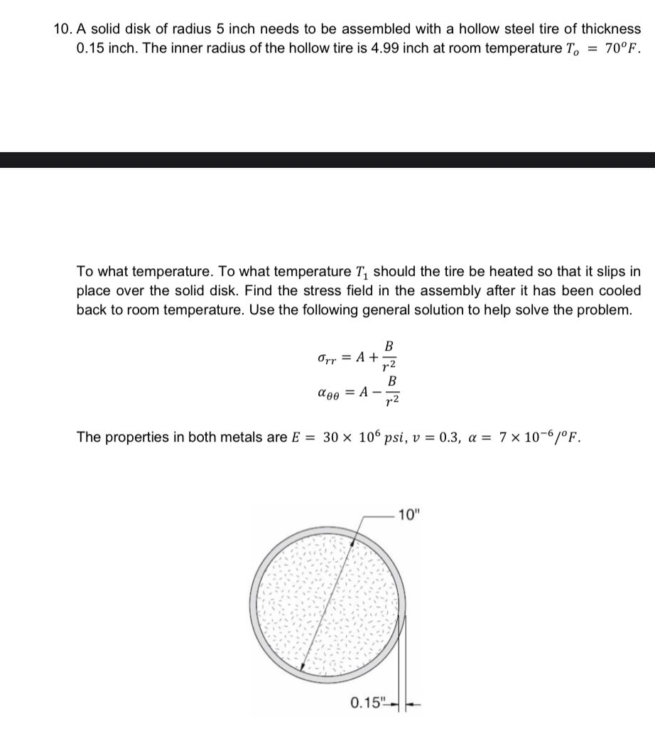 A solid disk of radius 5 inch needs to be