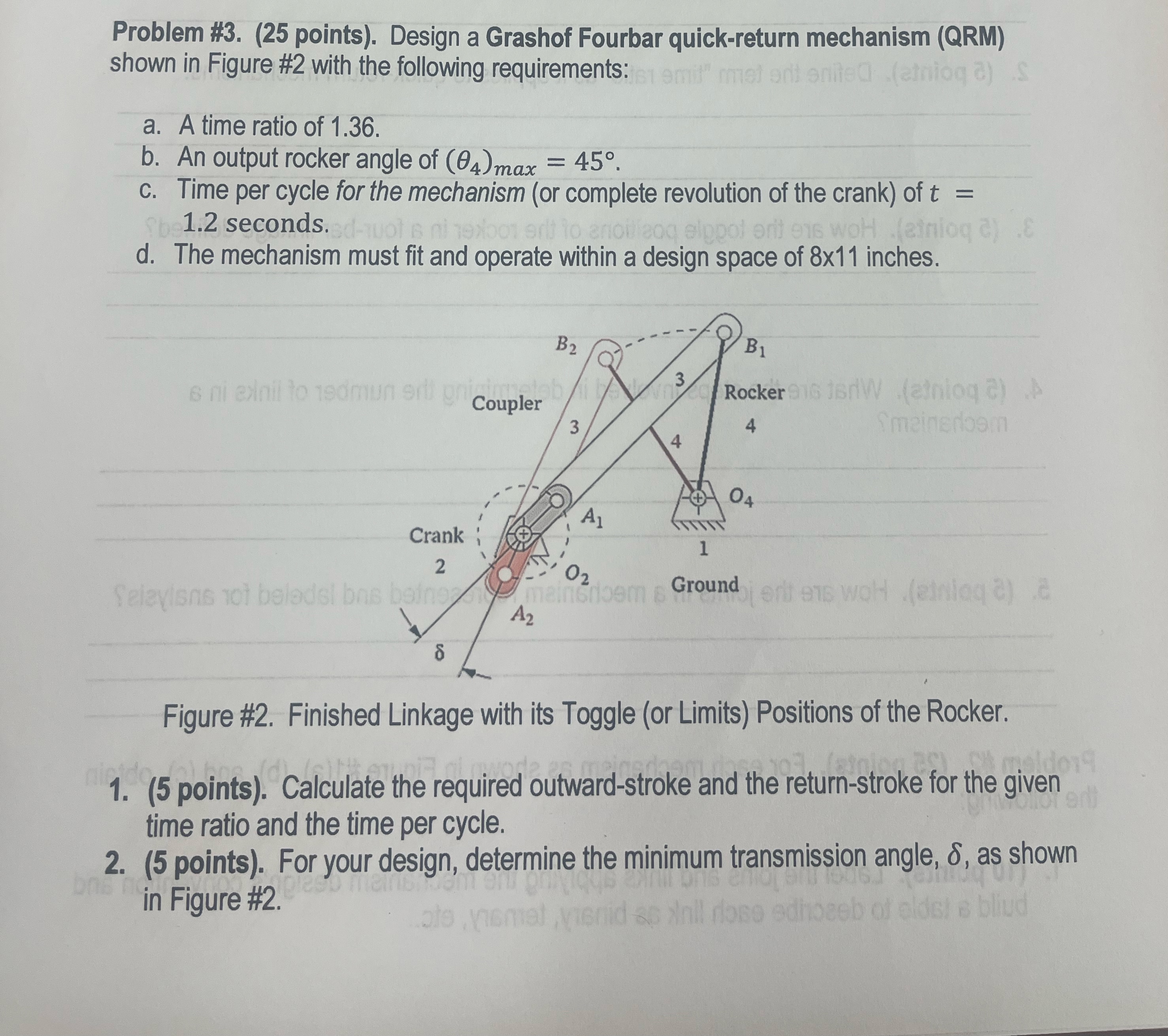 Problem # 3 . ( 2 5 points ) . Design a Grashof