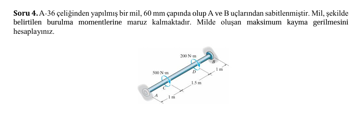 Soru 4 . A - 3 6 eli inden yap lm bir mil, 6 0 mm