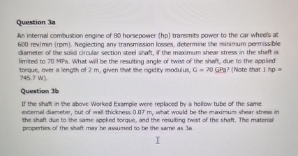 Question 3 a An internal combustion engine of 8 0