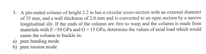 send to expert 5 - A pin - ended column of height