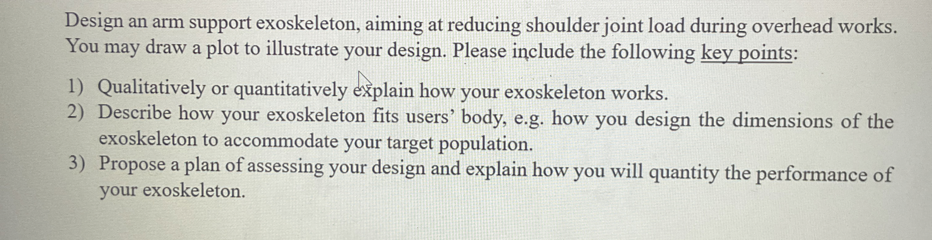Design an arm support exoskeleton, aiming at