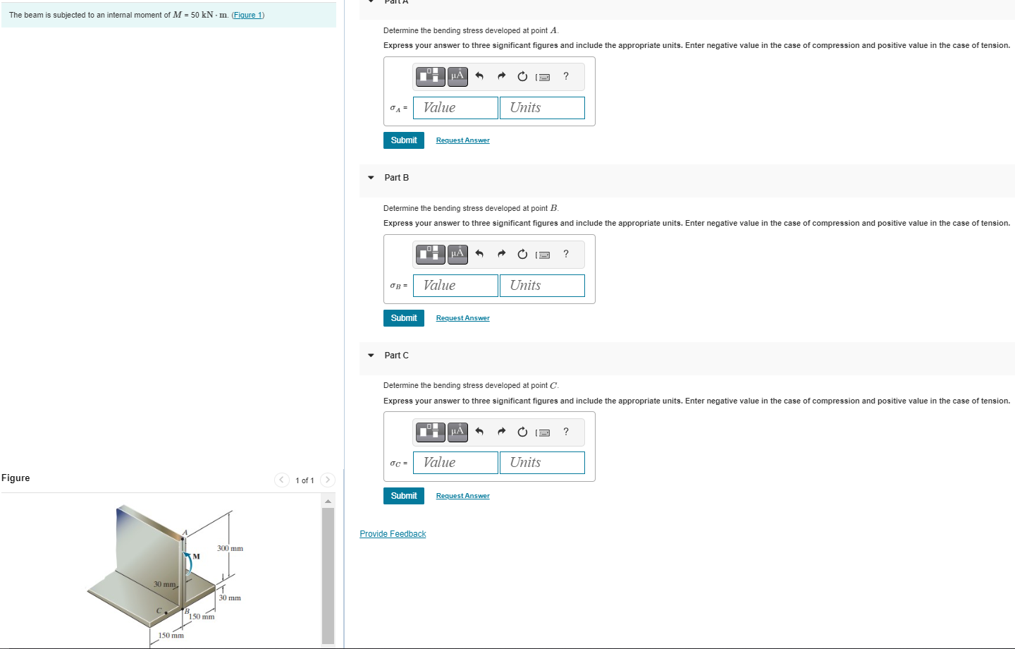 The beam is subjected to an internal moment of \