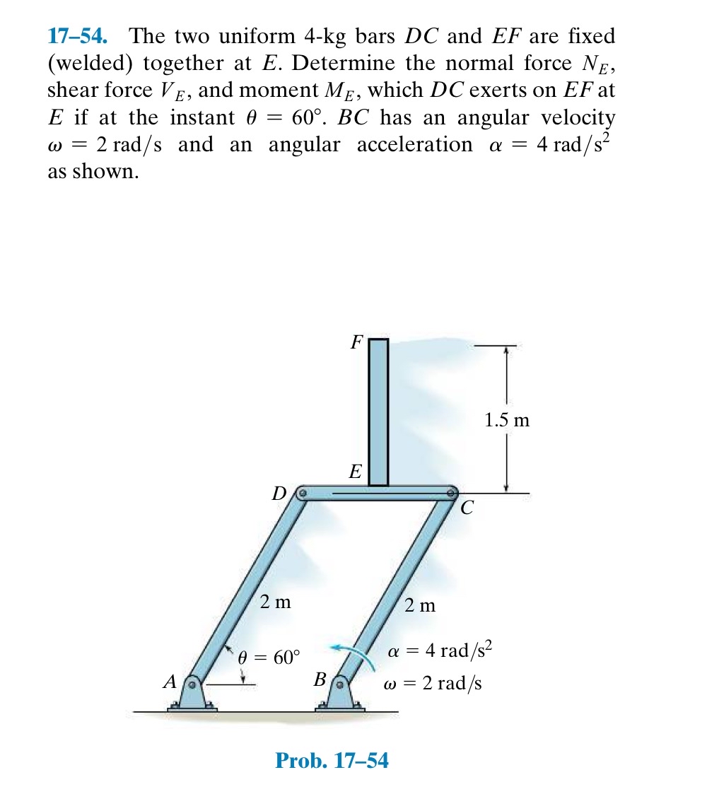 1 7 - 5 4 . The two uniform 4 - k g bars D C and