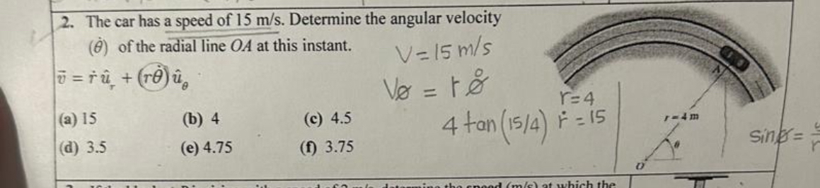The car has a speed of 1 5 m s . Determine the