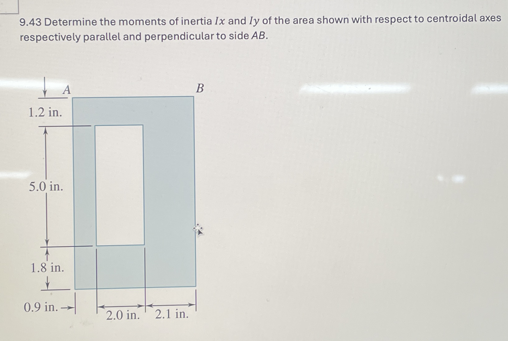 9 . 4 3 Determine the moments of inertia I x and