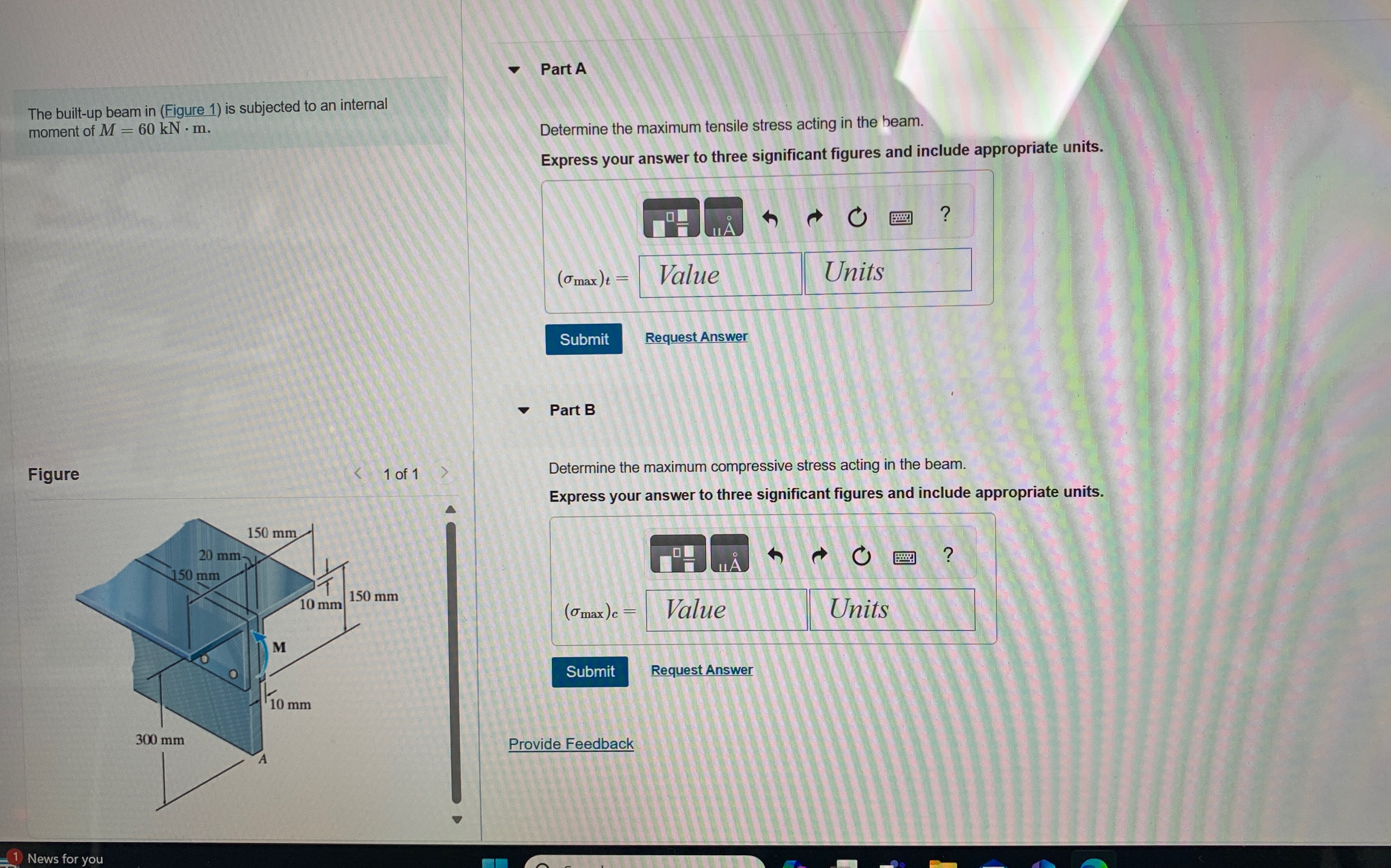 The built - up beam in ( Figure 1 ) is subjected