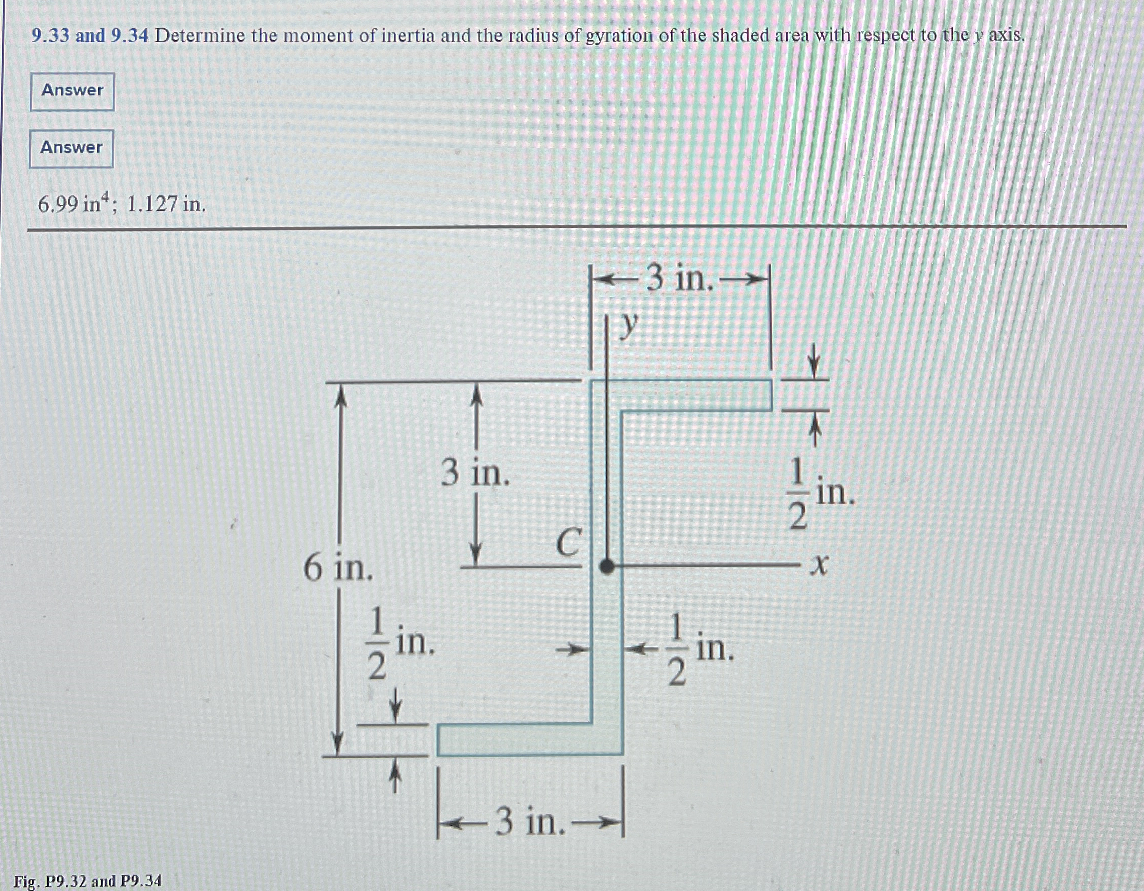 9 . 3 3 and 9 . 3 4 Determine the moment of