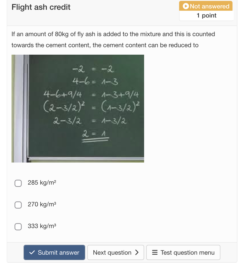 Flight ash credit Not answered 1 point If an