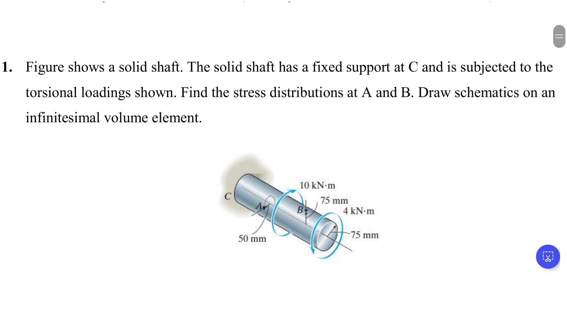 Figure shows a solid shaft. The solid shaft has a