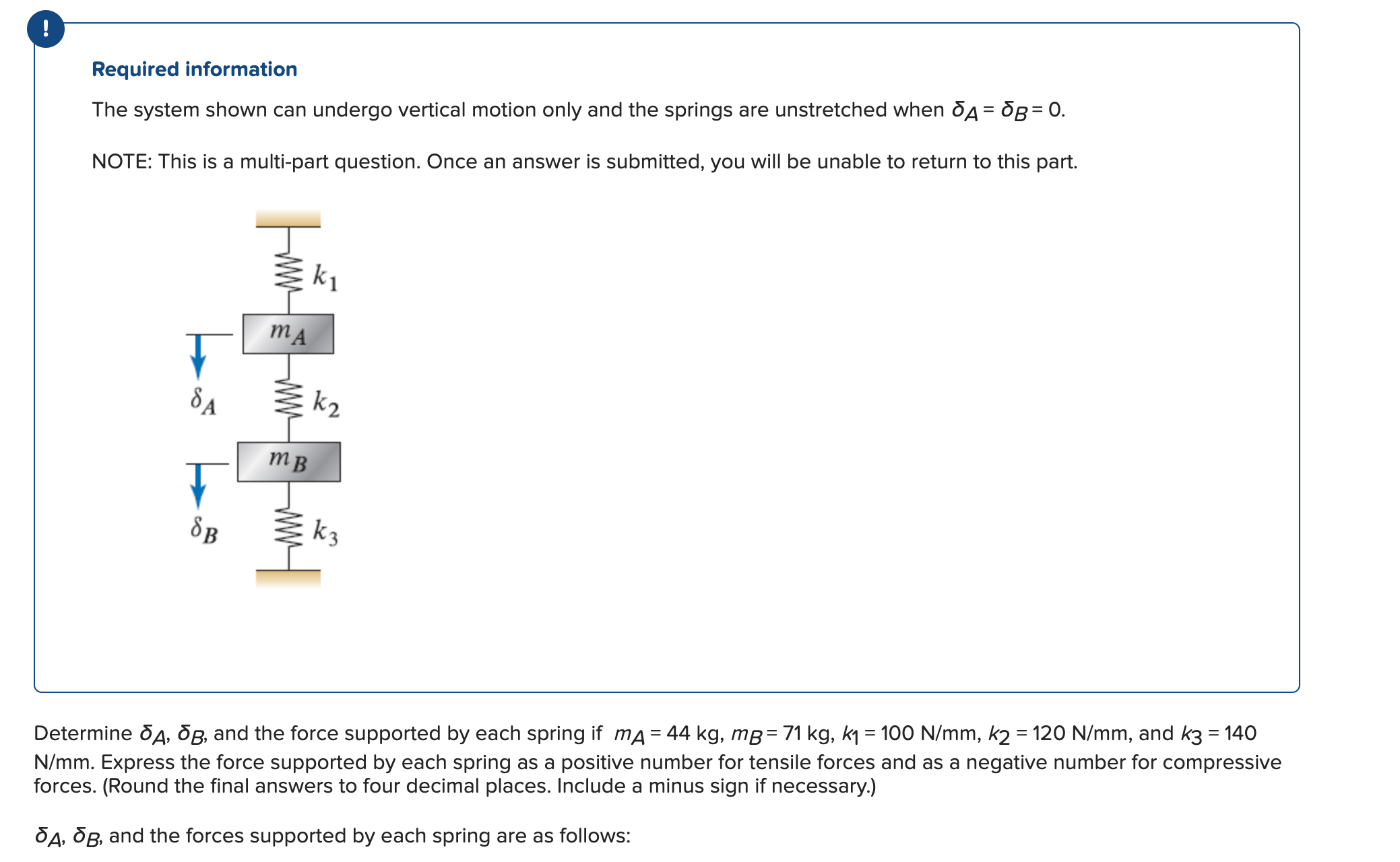 Required information The system shown can undergo
