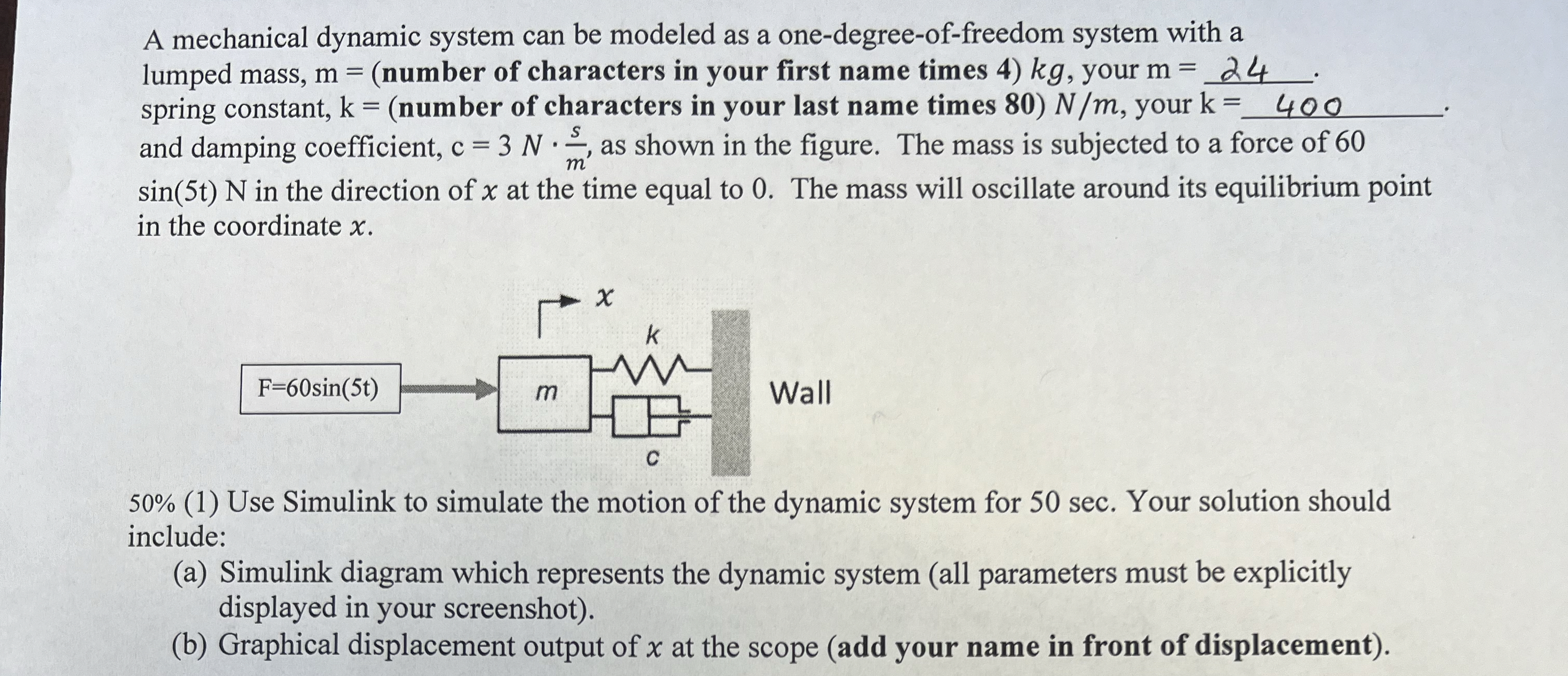 A mechanical dynamic system can be modeled as a