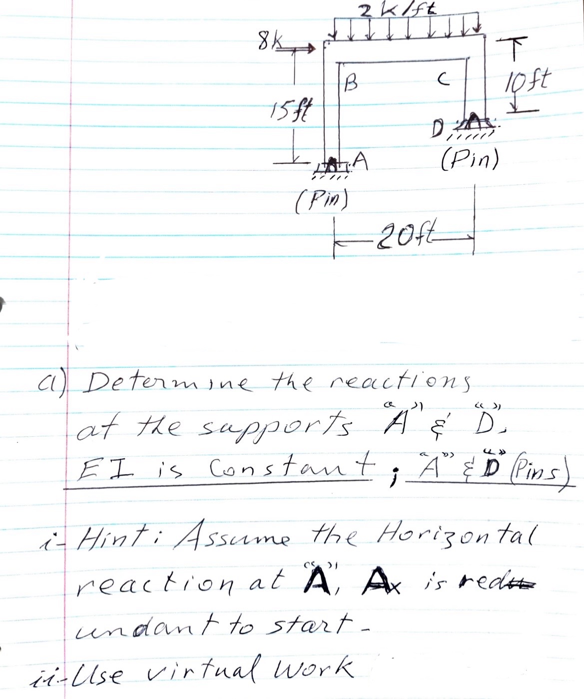 a ) Determine the reactions at the supports " A "