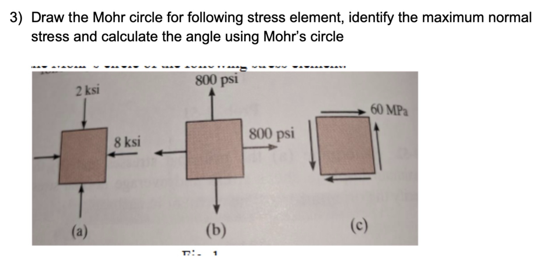 3 ) Draw the Mohr circle for following stress