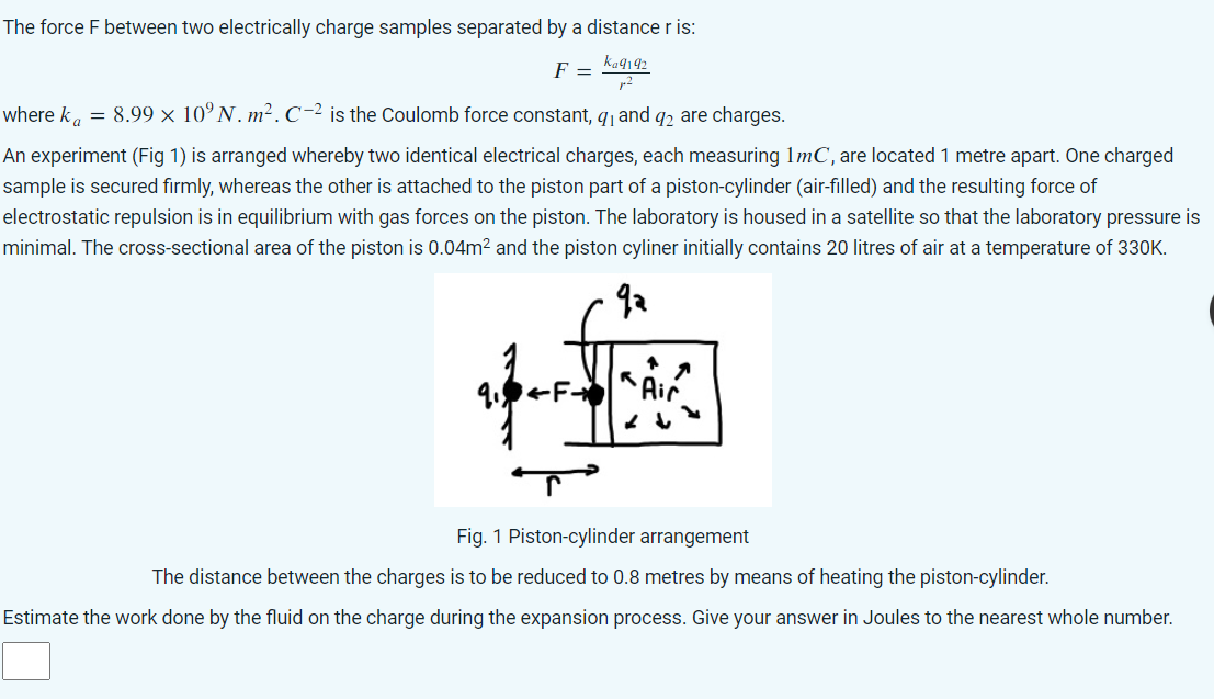 The force F between two electrically charge