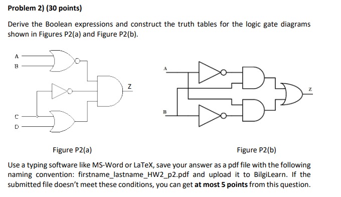 Problem 2 ) ( 3 0 points ) Derive the Boolean