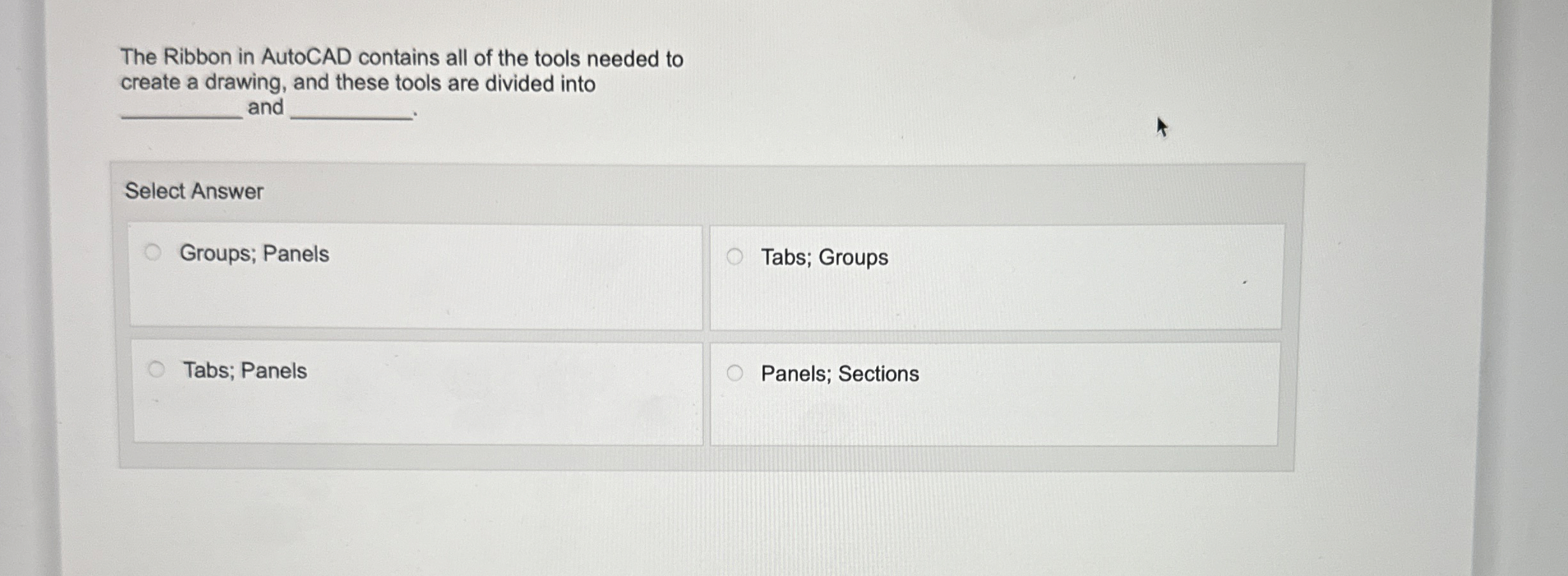 The Ribbon in AutoCAD contains all of the tools