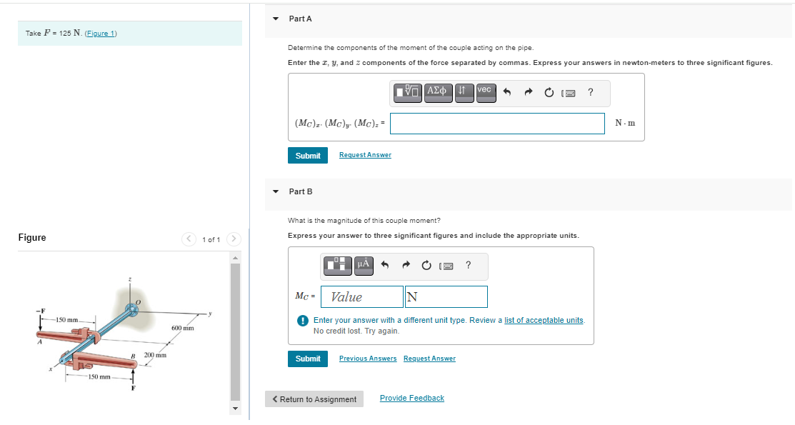 Take F = 1 2 5 N . ( Figure 1 ) Figure 1 of 1