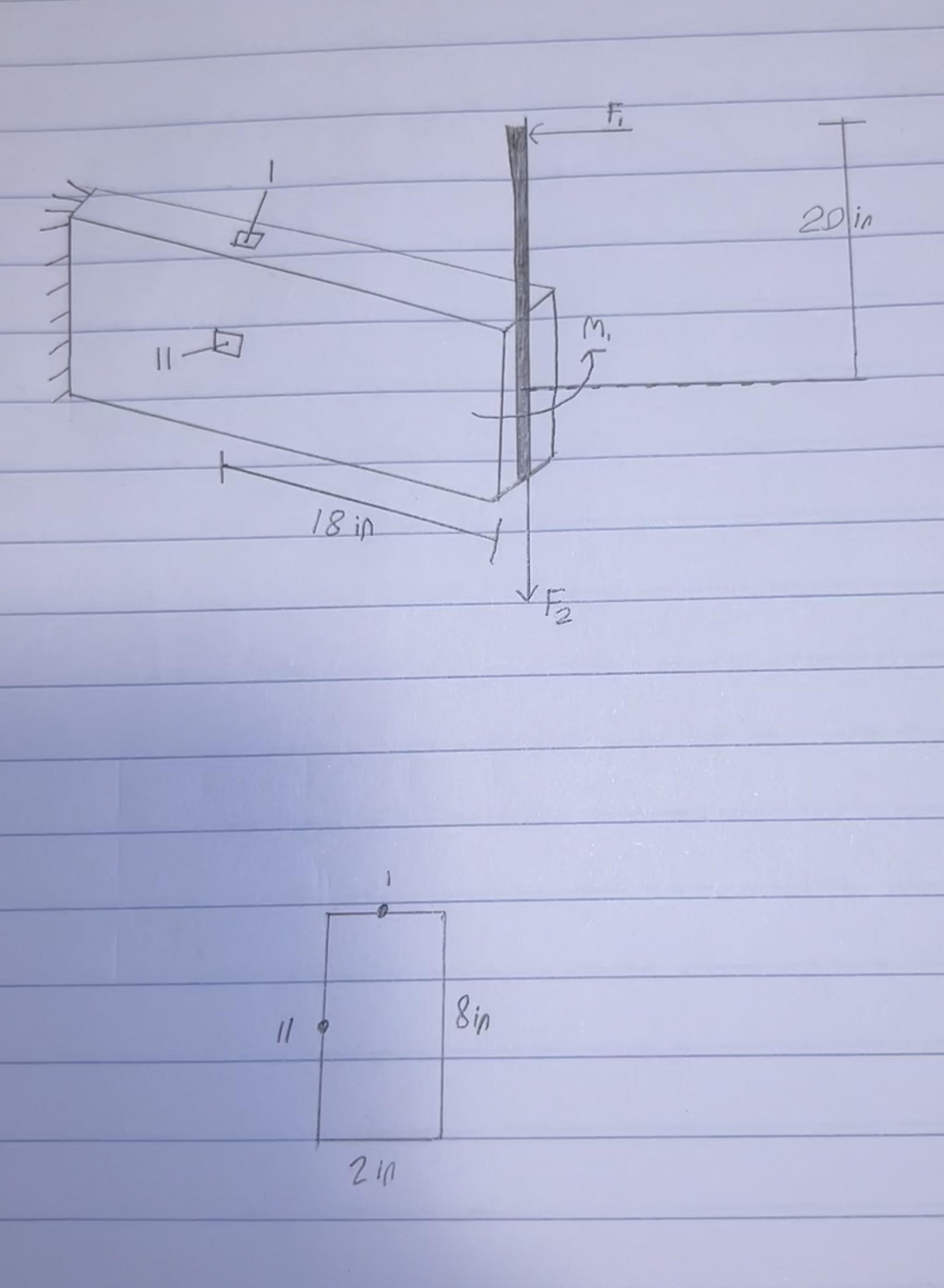 I ) Find the state of stress at point I. draw the