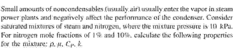 Small amounts of noncondensables ( usually air )