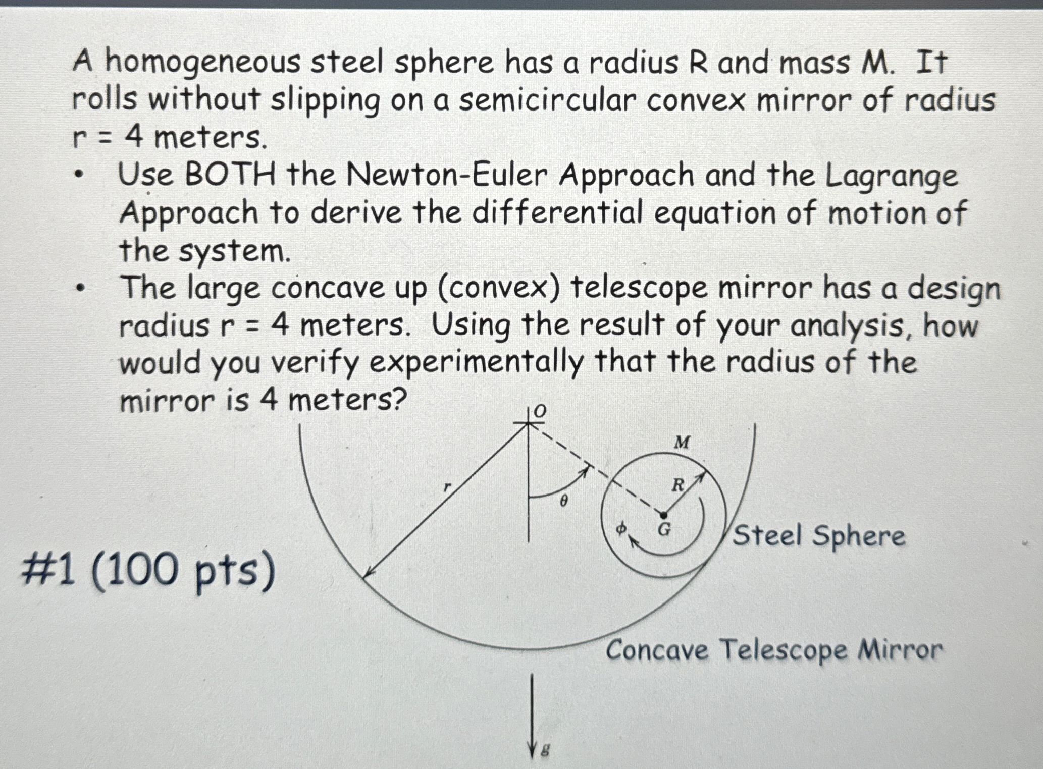 A homogeneous steel sphere has a radius R and
