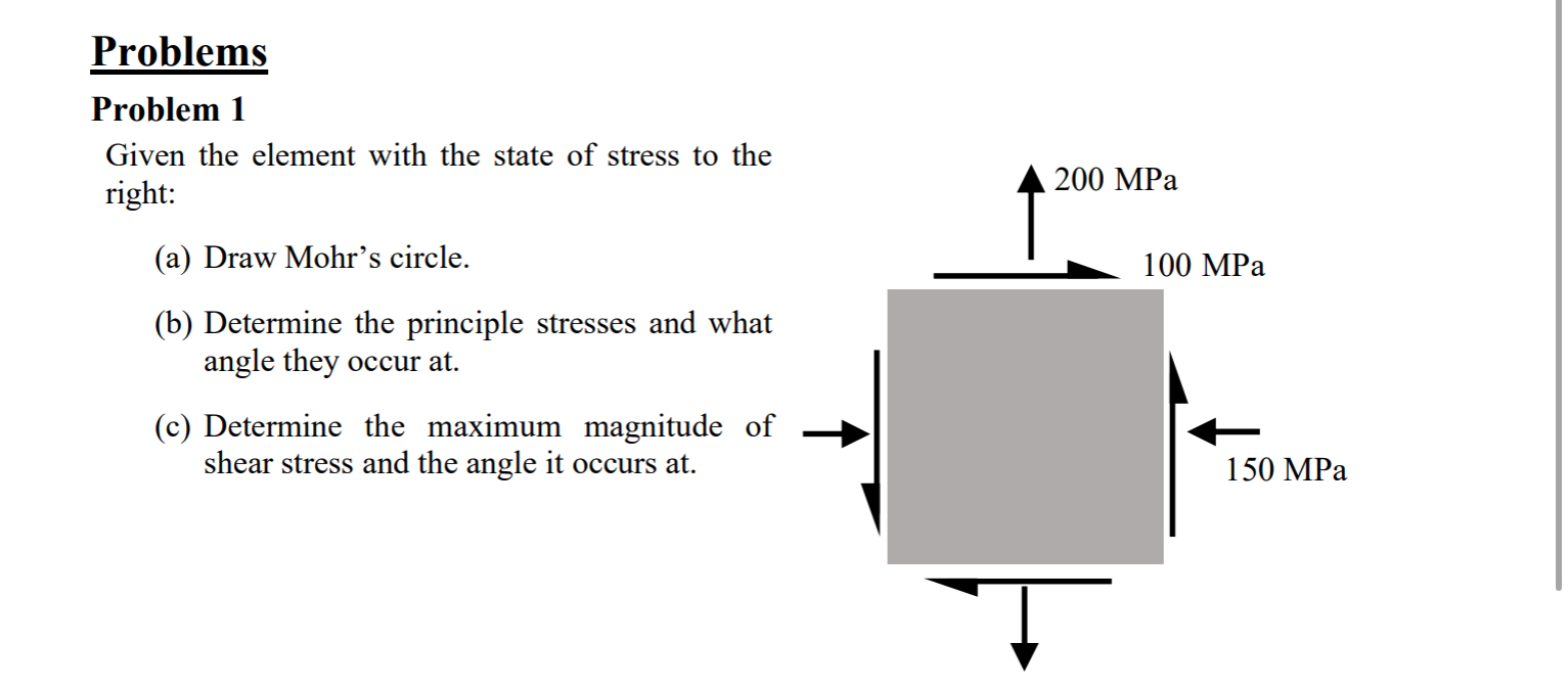 Problems Problem 1 Given the element with the