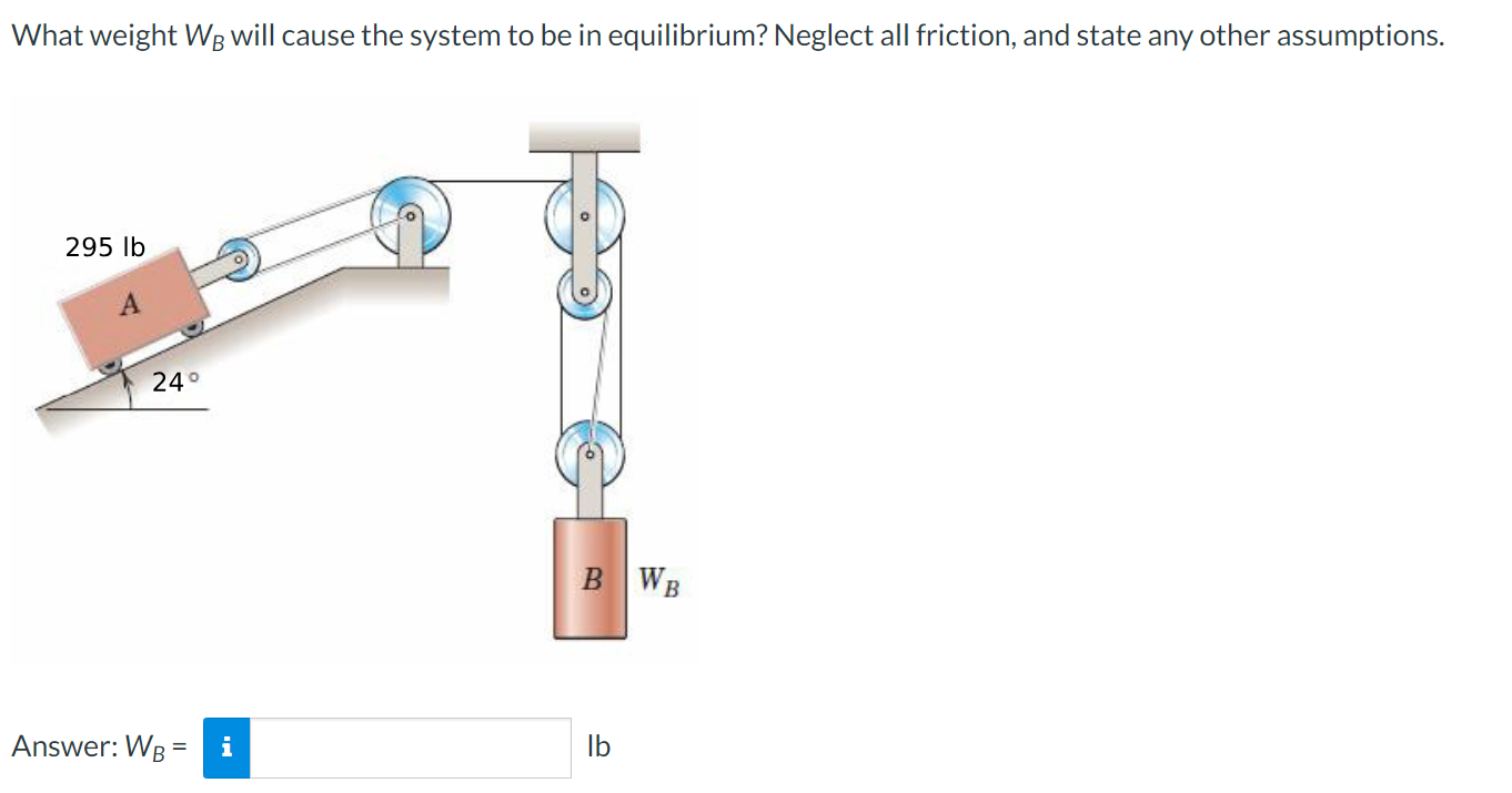 What weight W B will cause the system to be in