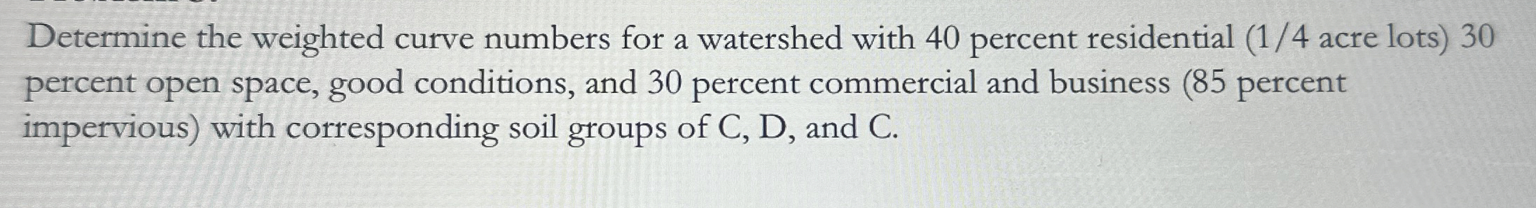 Determine the weighted curve numbers for a