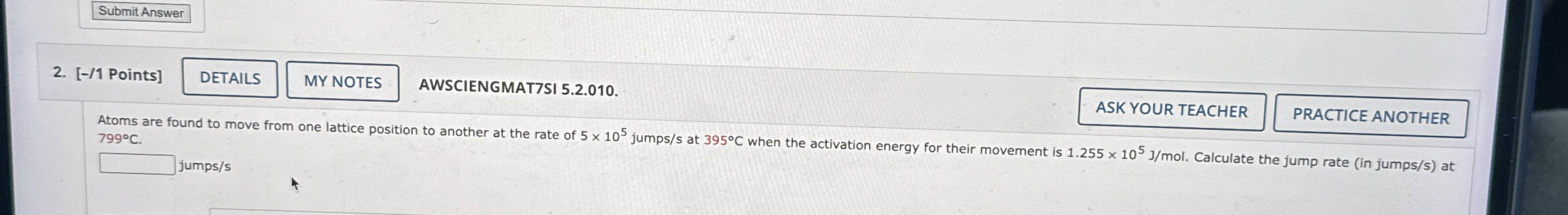 [ - / 1 Points ] AWSCIENGMAT 7 SI 5 . 2 . 0 1 0 .