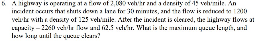 A highway is operating at a flow of 2 , 0 8 0 v e