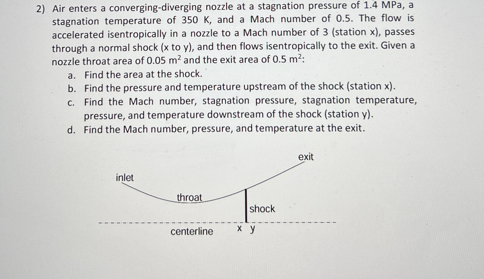 Air enters a converging - diverging nozzle at a
