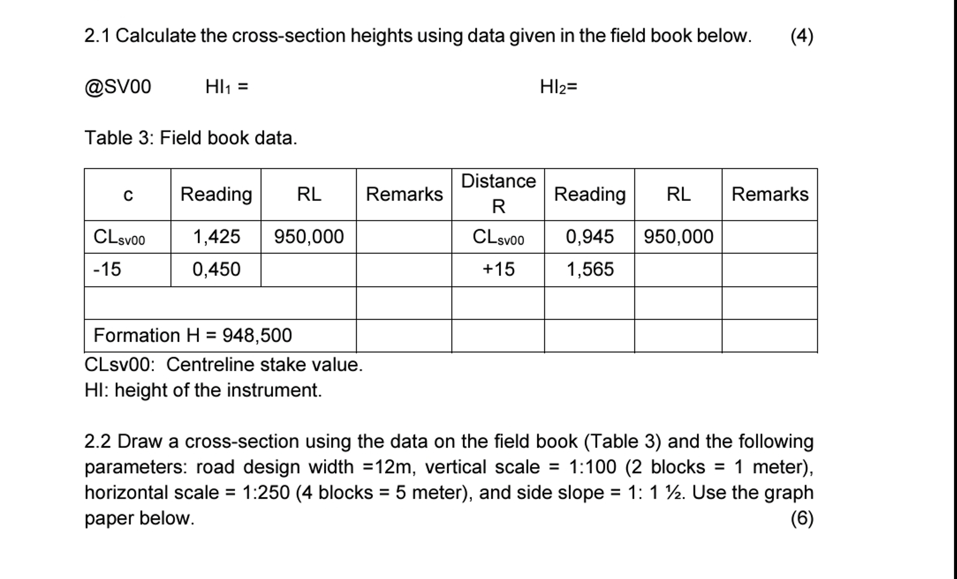 2 . 1 Calculate the cross - section heights using