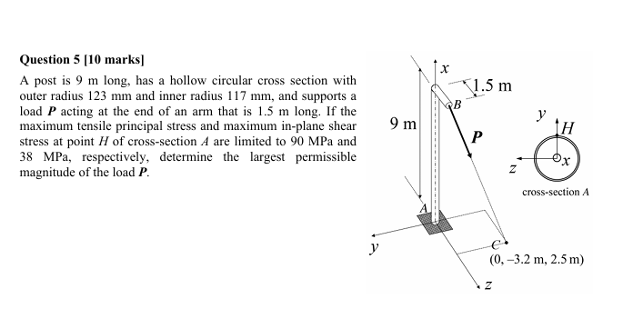 Question 5 [ 1 0 marks ] A post is 9 m long, has