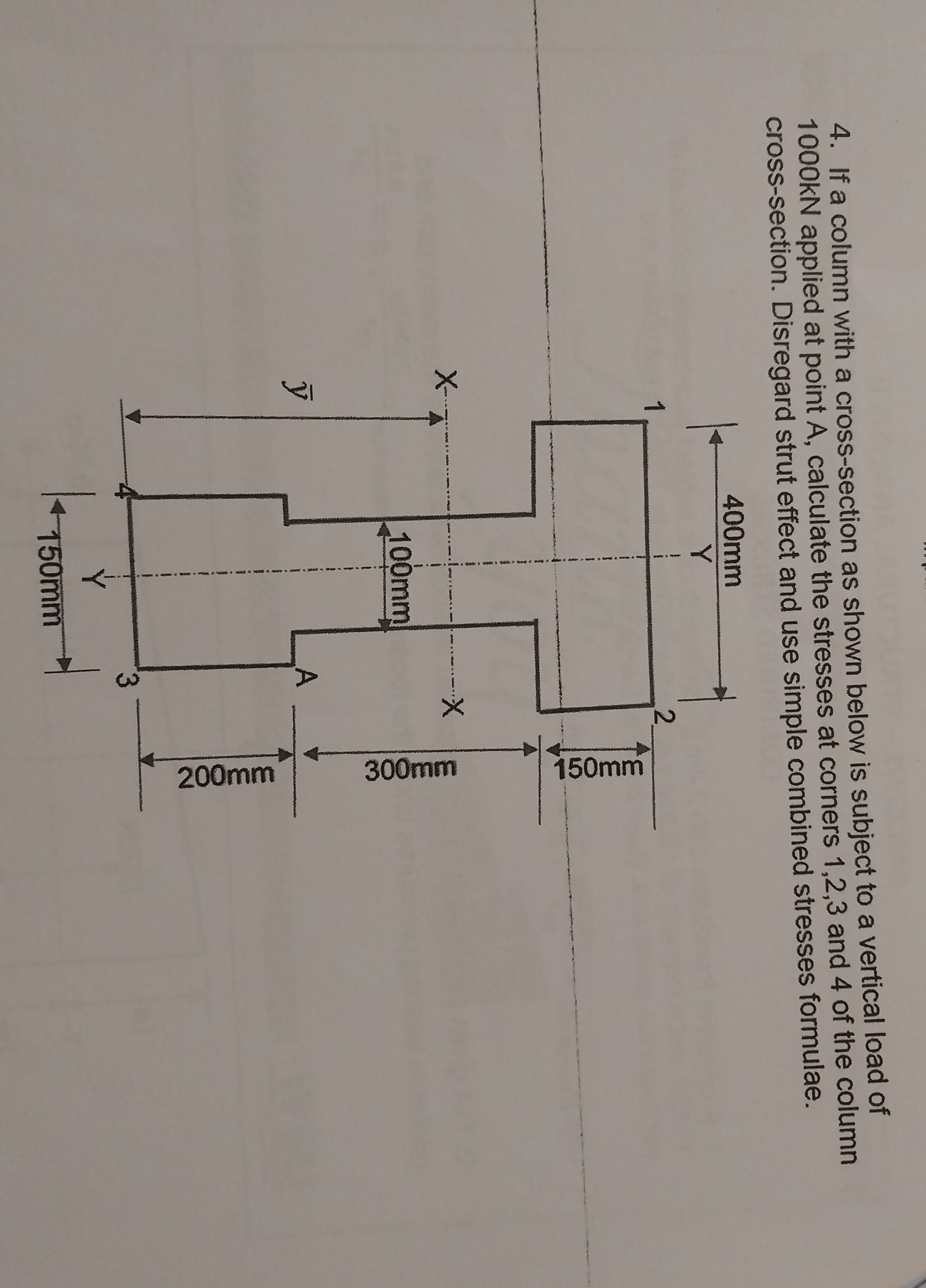 If a column with a cross - section as shown below
