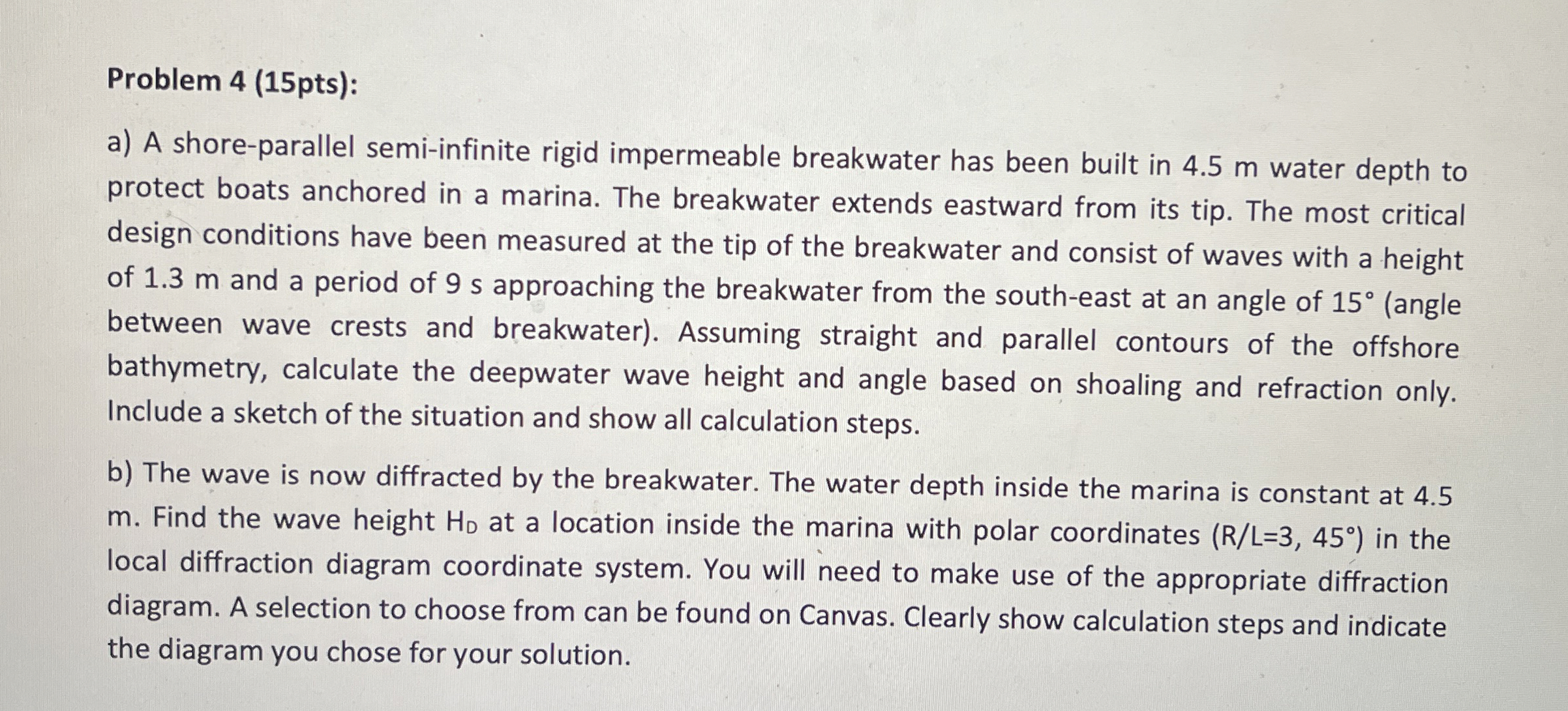 Problem 4 ( 1 5 pts ) : a ) A shore - parallel