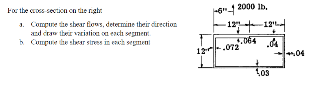 For the cross - section on the right a . Compute
