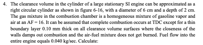 4 . The clearance volume in the cylinder of a