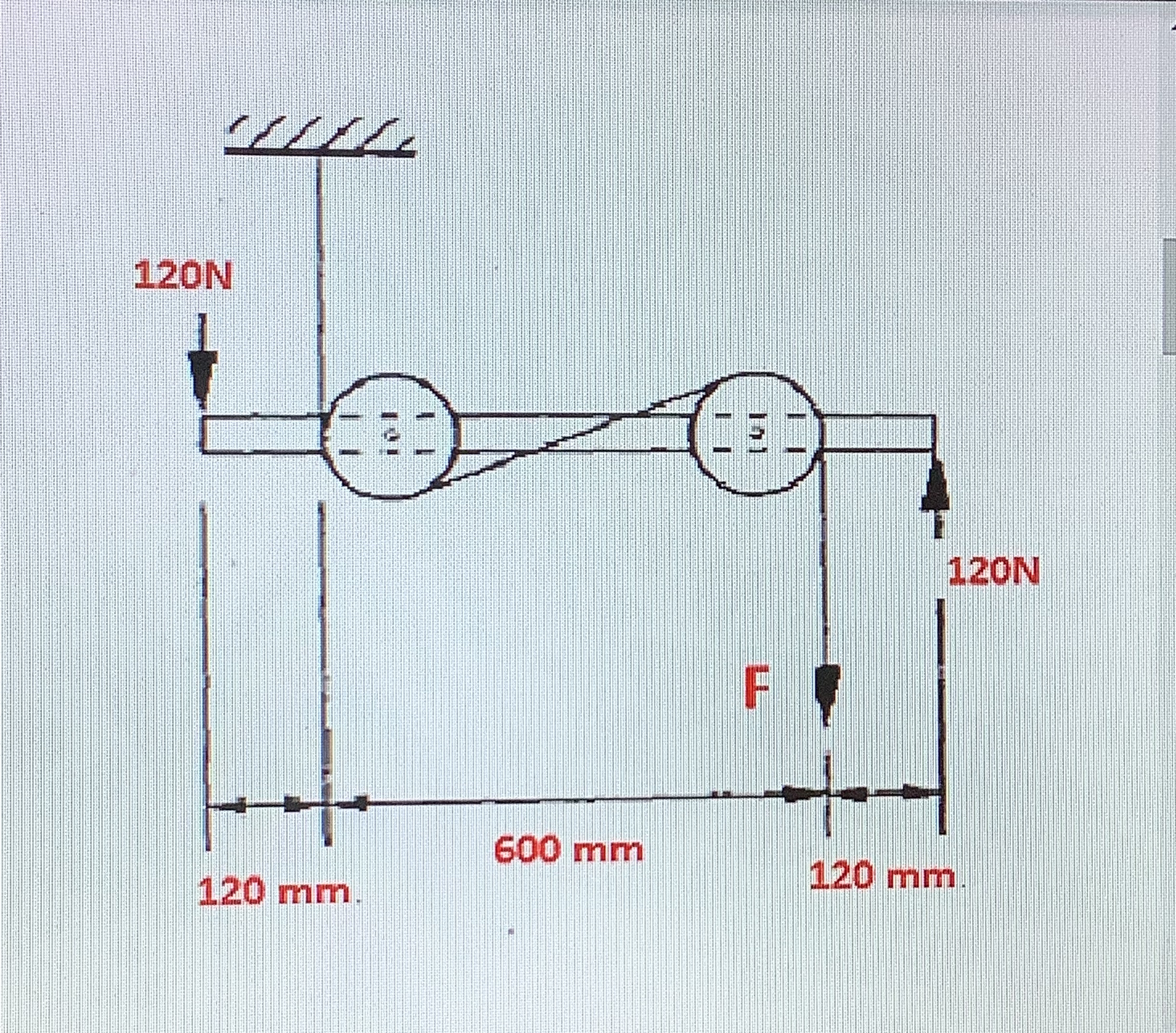 Determine the tension force of F ( shown in the