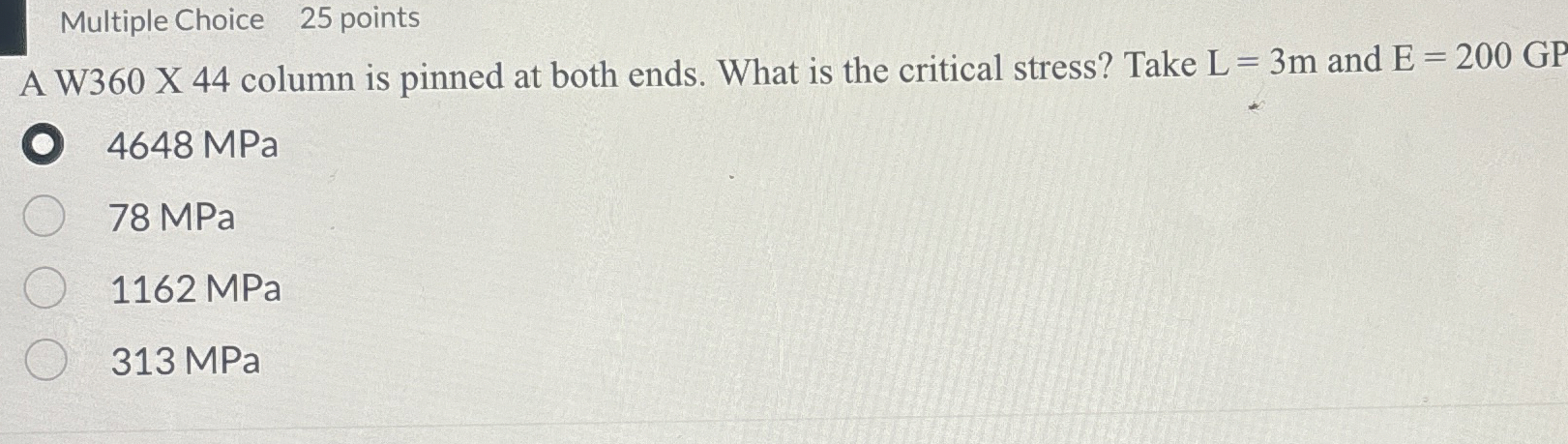 Multiple Choice 2 5 points A W 3 6 0 X 4 4 column