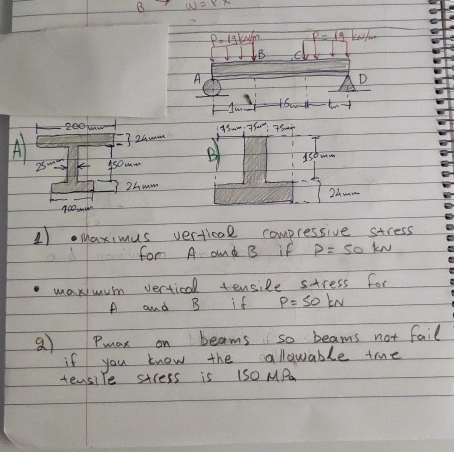 A ) Maximus vertical compressive stress for A and